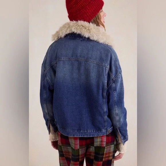 ▪️NWT Free People Opal Swing Faux Fur Collar Jacket
